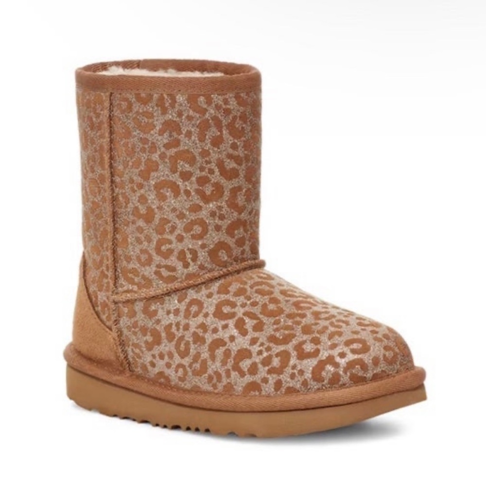 Cheetah UGG Genuine Shearling Lined Boot Girls New Box size 2